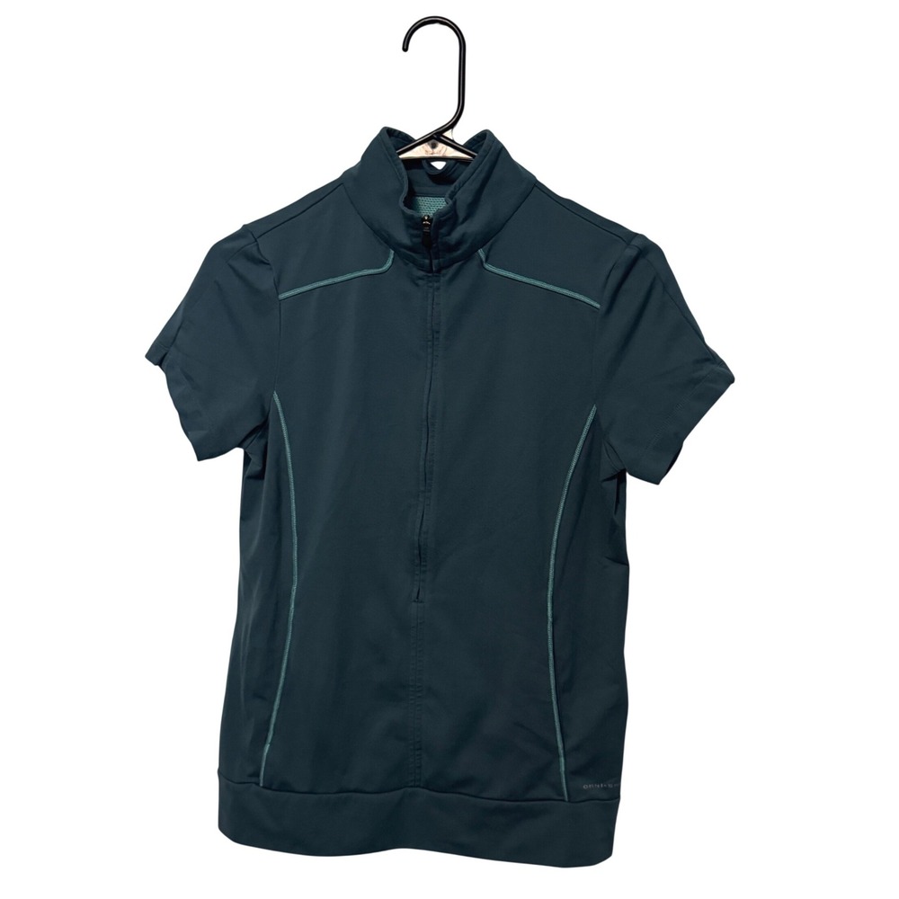 Columbia Titanium Cycling Jersey Womens Small Teal 1/4 Zip Omni-Shade Bicycling